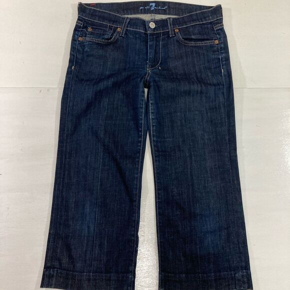 7 For All Mankind Jeans Women’s 28 Blue Denim Dojo Cropped Designer Casual - Picture 2 of 13